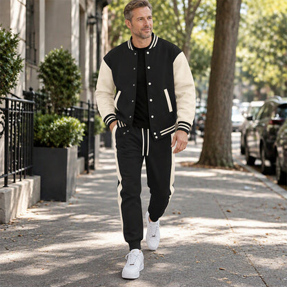 📢Letzter Tag!📢 Herren-Baseballjacke und Hose im Color-Block-Design (Set)
