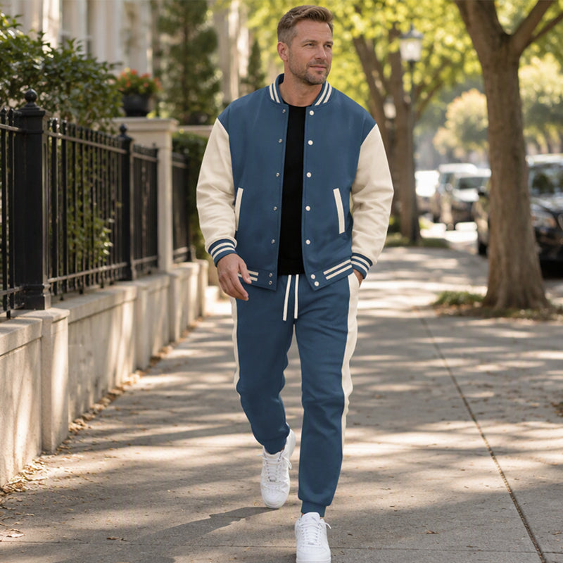 📢Letzter Tag!📢 Herren-Baseballjacke und Hose im Color-Block-Design (Set)