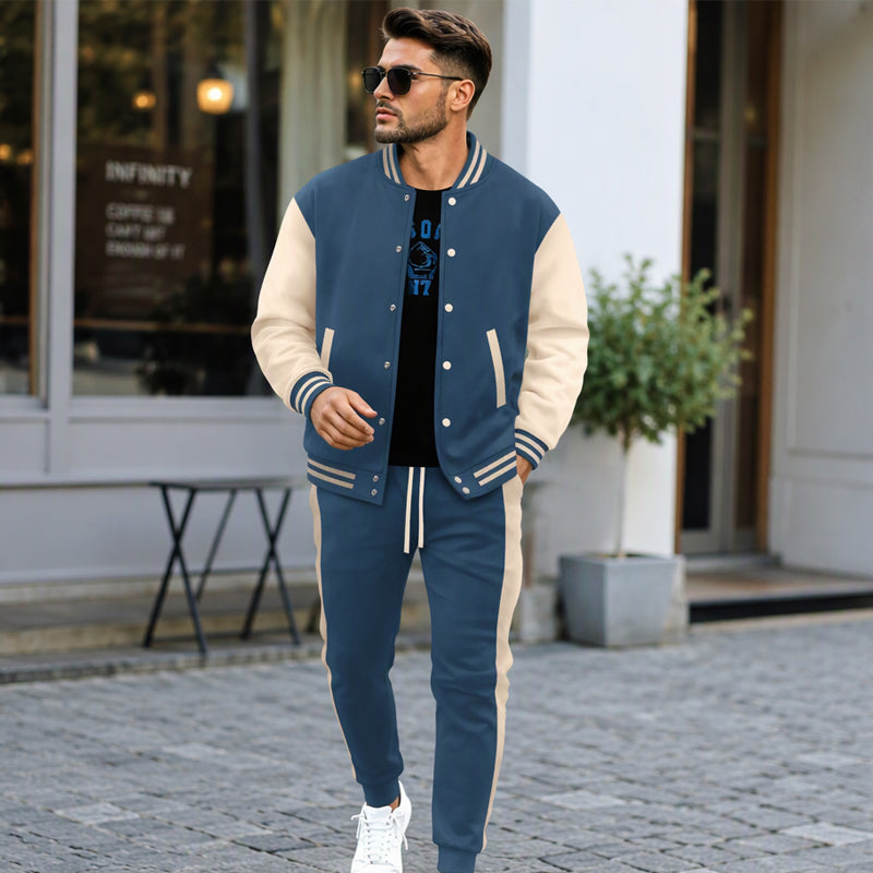 📢Letzter Tag!📢 Herren-Baseballjacke und Hose im Color-Block-Design (Set)