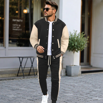 📢Letzter Tag!📢 Herren-Baseballjacke und Hose im Color-Block-Design (Set)