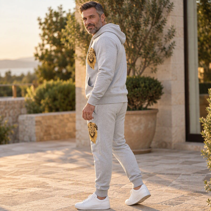 📢🎉50%Rabatt!!!🛍️✨Herren Kapuzenpullover mit Löwenmotiv & Sweathose Set