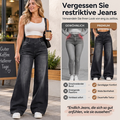🥳Bestseller zurück! Jetzt kaufen!🥳 Freizeit-Jeans mit Stretch und weitem Bein für Damen