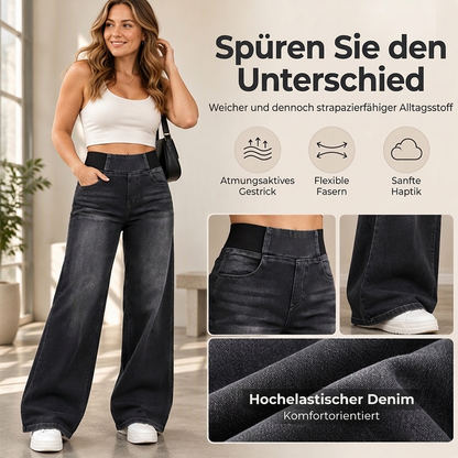 🥳Bestseller zurück! Jetzt kaufen!🥳 Freizeit-Jeans mit Stretch und weitem Bein für Damen