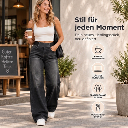 🥳Bestseller zurück! Jetzt kaufen!🥳 Freizeit-Jeans mit Stretch und weitem Bein für Damen