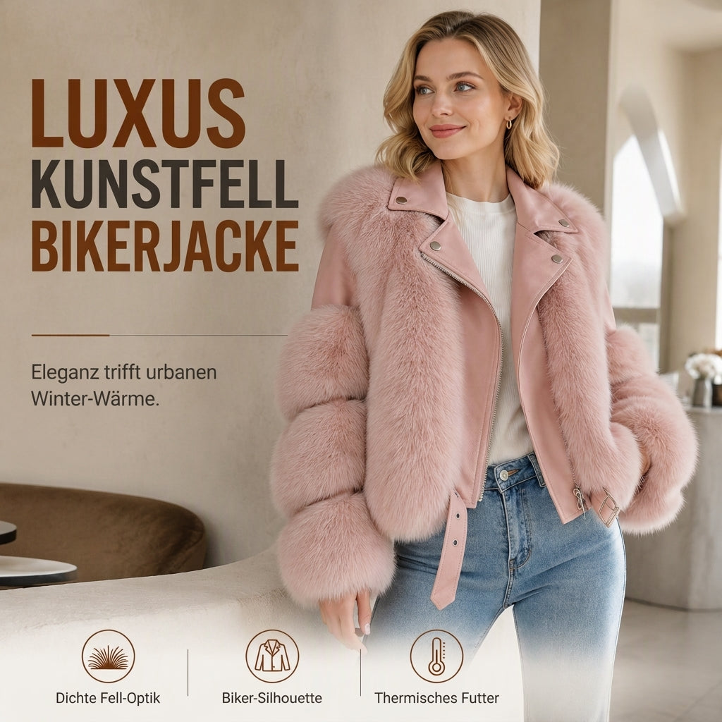 Damen Kunstfell Kurzmantel Wintermantel