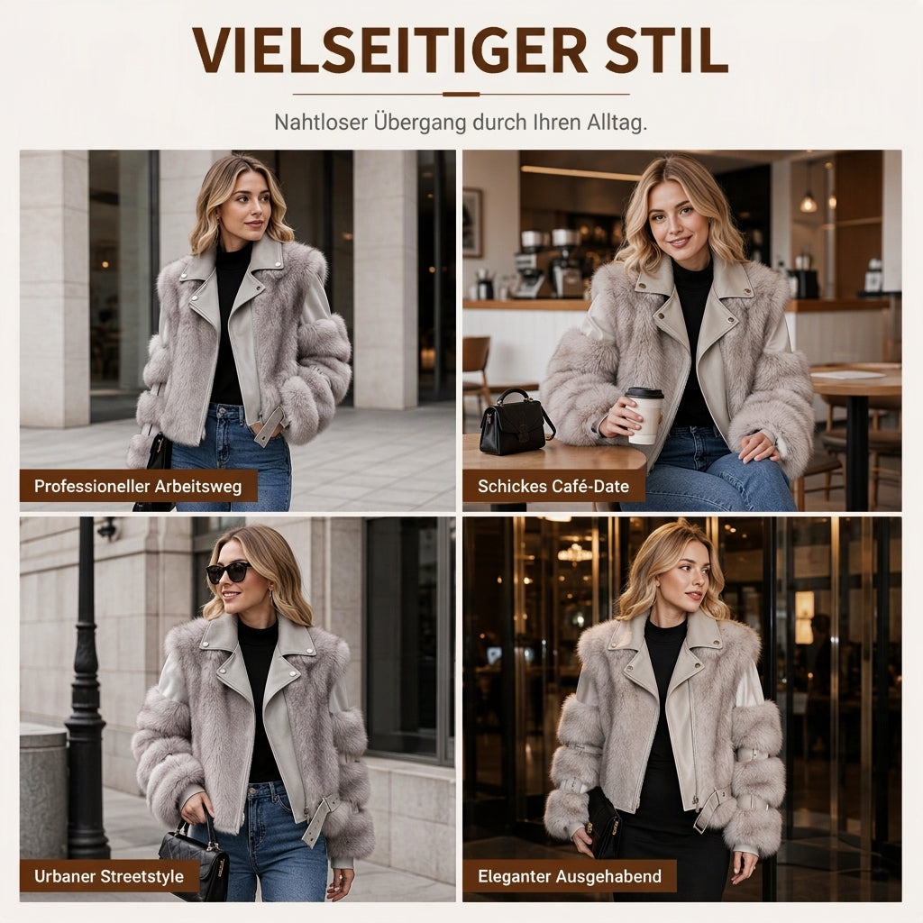 Damen Kunstfell Kurzmantel Wintermantel