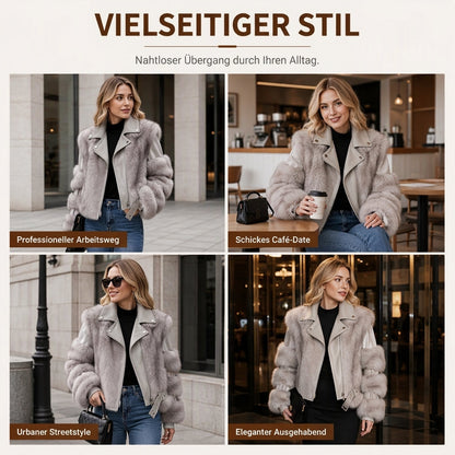 Damen Kunstfell Kurzmantel Wintermantel