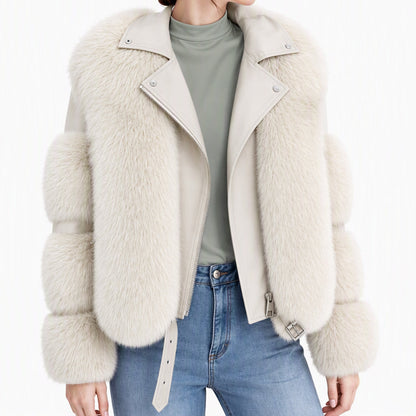 Damen Kunstfell Kurzmantel Wintermantel