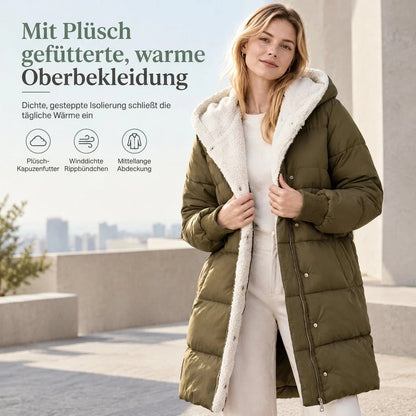 🛍️✨Mittellanger wattierter Damenmantel mit Kapuze