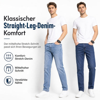 Herren Stretch Slim Fit Jeans, Casual Mid Rise Denimhosen