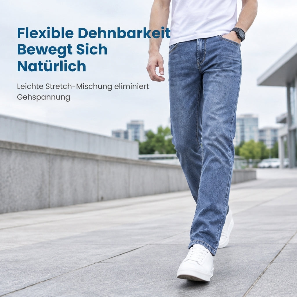 Herren Stretch Slim Fit Jeans, Casual Mid Rise Denimhosen