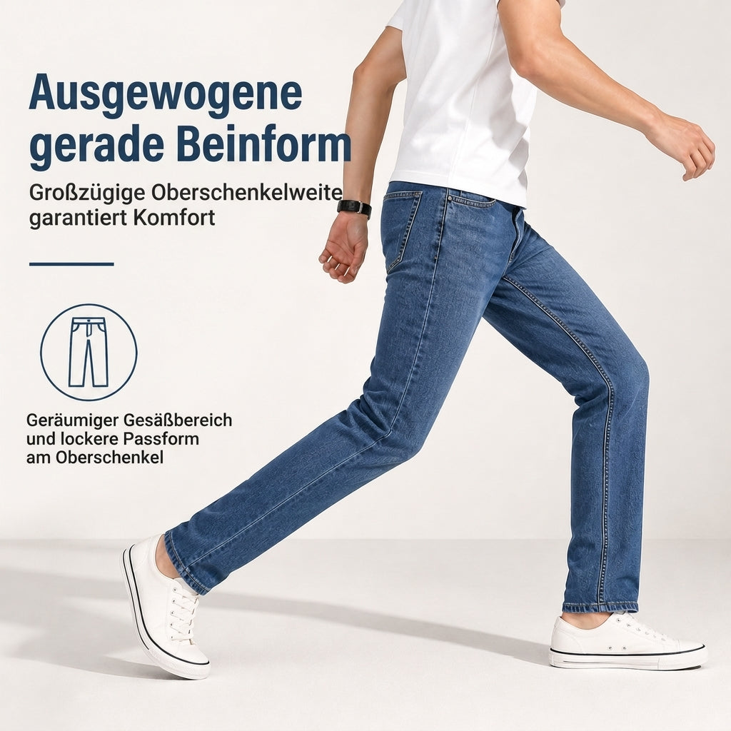 Herren Stretch Slim Fit Jeans, Casual Mid Rise Denimhosen