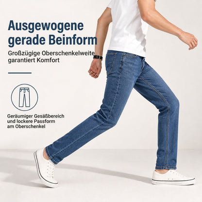Herren Stretch Slim Fit Jeans, Casual Mid Rise Denimhosen