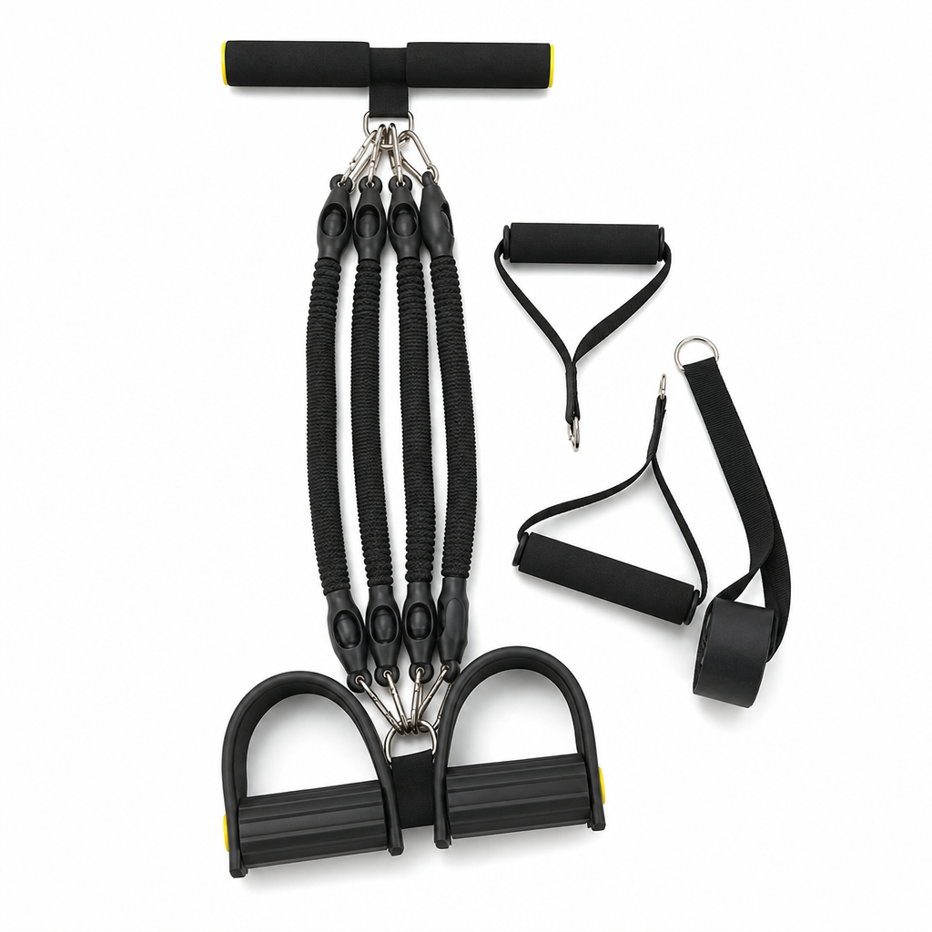 📢📢50% RABATT !!⏰Multifunktionales pedalbetriebenes Widerstandsband, elastisches Zugseil für Bauchübungen, Heimtraining, Yoga und Pilates-Fitness für Männer und Frauen