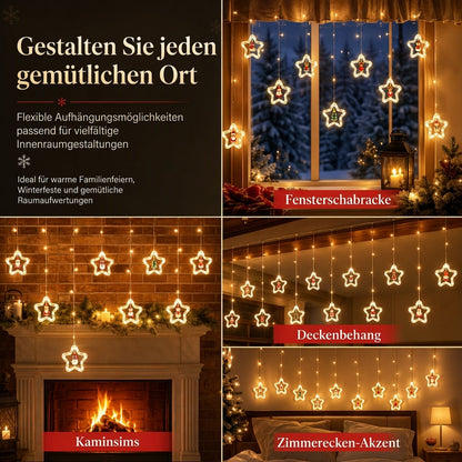 🎄Begrenzte Zeit 50% Rabatt🎄 Weihnachtsvorhang-Lichterkette – Fernbedienung & 8 Beleuchtungsmodi für gemütliche Festtagsfenster ✨🎁