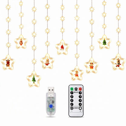 🎄Begrenzte Zeit 50% Rabatt🎄 Weihnachtsvorhang-Lichterkette – Fernbedienung & 8 Beleuchtungsmodi für gemütliche Festtagsfenster ✨🎁