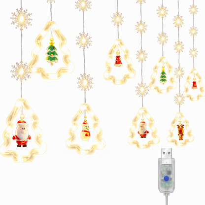 🎄Begrenzte Zeit 50% Rabatt🎄 Weihnachtsvorhang-Lichterkette – Fernbedienung & 8 Beleuchtungsmodi für gemütliche Festtagsfenster ✨🎁