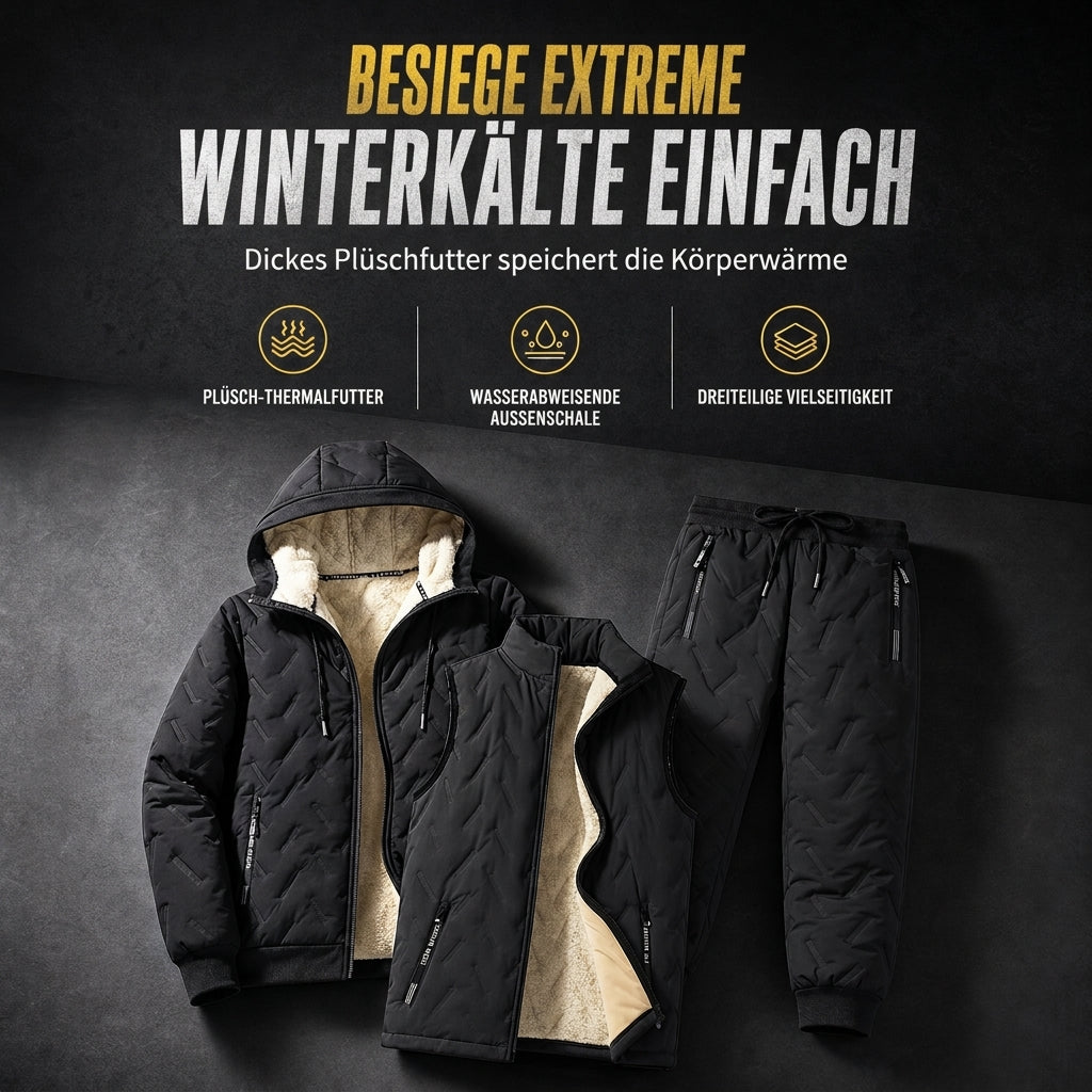 ❄️Ultimate Warmth, Windproof Heat Lock – Men's Winter Hooded Quilted Jacket & Pants Set ✨