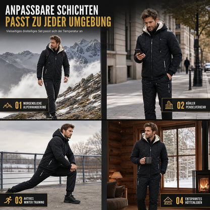 ❄️Ultimate Warmth, Windproof Heat Lock – Men's Winter Hooded Quilted Jacket & Pants Set ✨