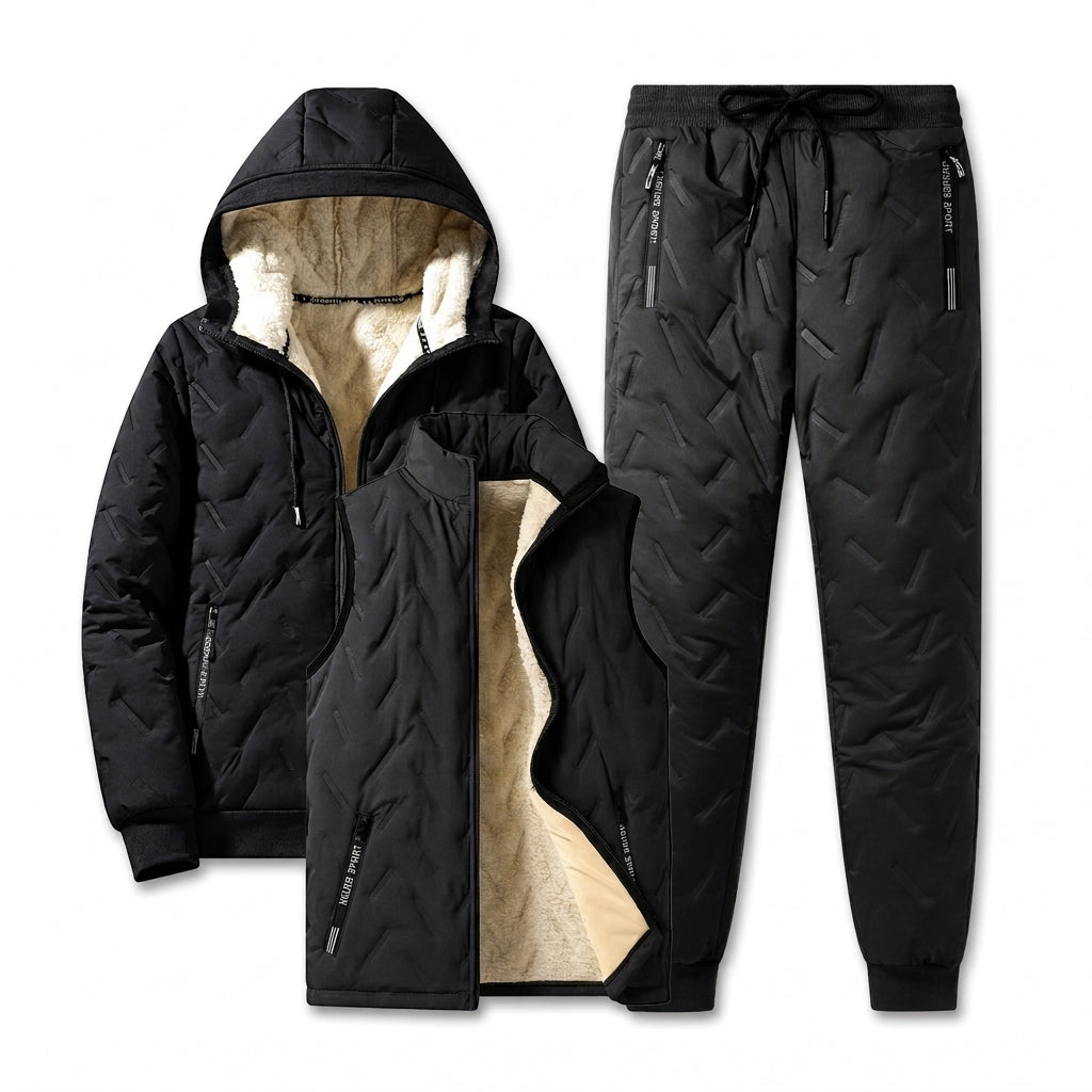 ❄️Ultimate Warmth, Windproof Heat Lock – Men's Winter Hooded Quilted Jacket & Pants Set ✨