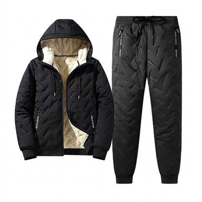 ❄️Ultimate Warmth, Windproof Heat Lock – Men's Winter Hooded Quilted Jacket & Pants Set ✨
