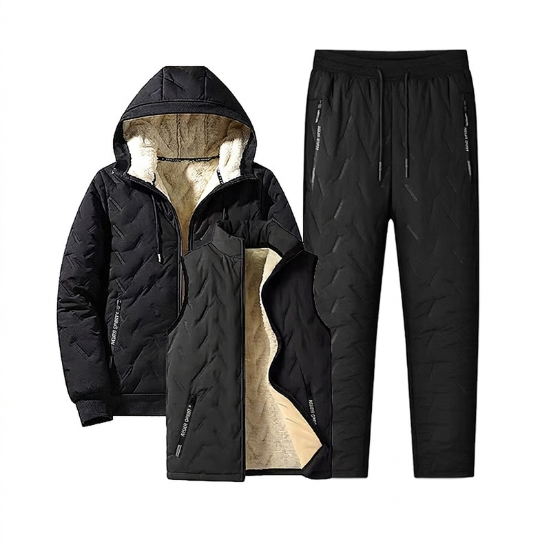 ❄️Ultimate Warmth, Windproof Heat Lock – Men's Winter Hooded Quilted Jacket & Pants Set ✨