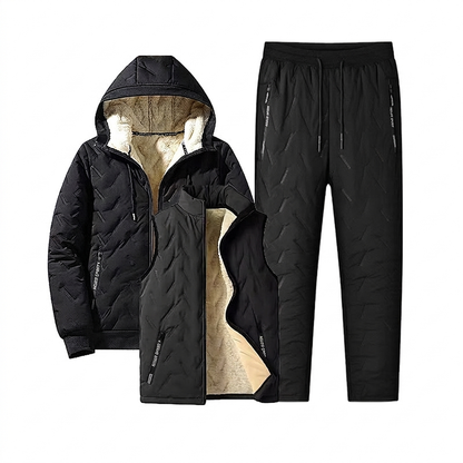 ❄️Ultimate Warmth, Windproof Heat Lock – Men's Winter Hooded Quilted Jacket & Pants Set ✨