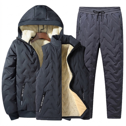 ❄️Ultimate Warmth, Windproof Heat Lock – Men's Winter Hooded Quilted Jacket & Pants Set ✨