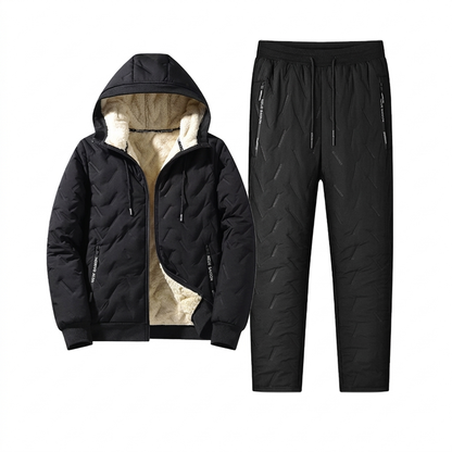 ❄️Ultimate Warmth, Windproof Heat Lock – Men's Winter Hooded Quilted Jacket & Pants Set ✨