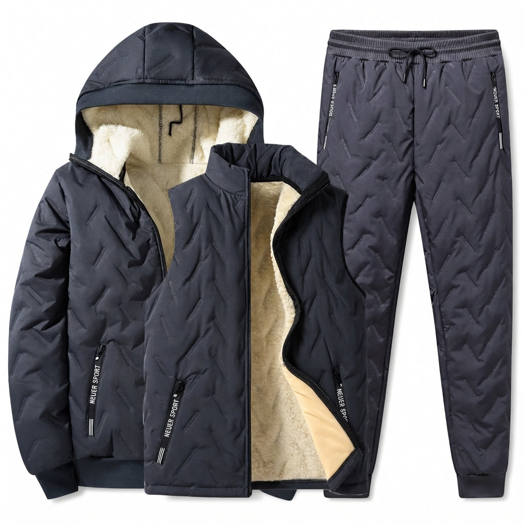 ❄️Ultimate Warmth, Windproof Heat Lock – Men's Winter Hooded Quilted Jacket & Pants Set ✨