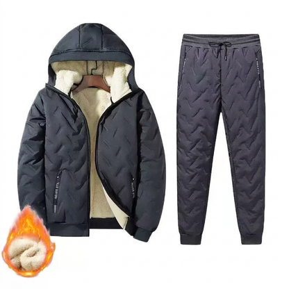 ❄️Ultimate Warmth, Windproof Heat Lock – Men's Winter Hooded Quilted Jacket & Pants Set ✨