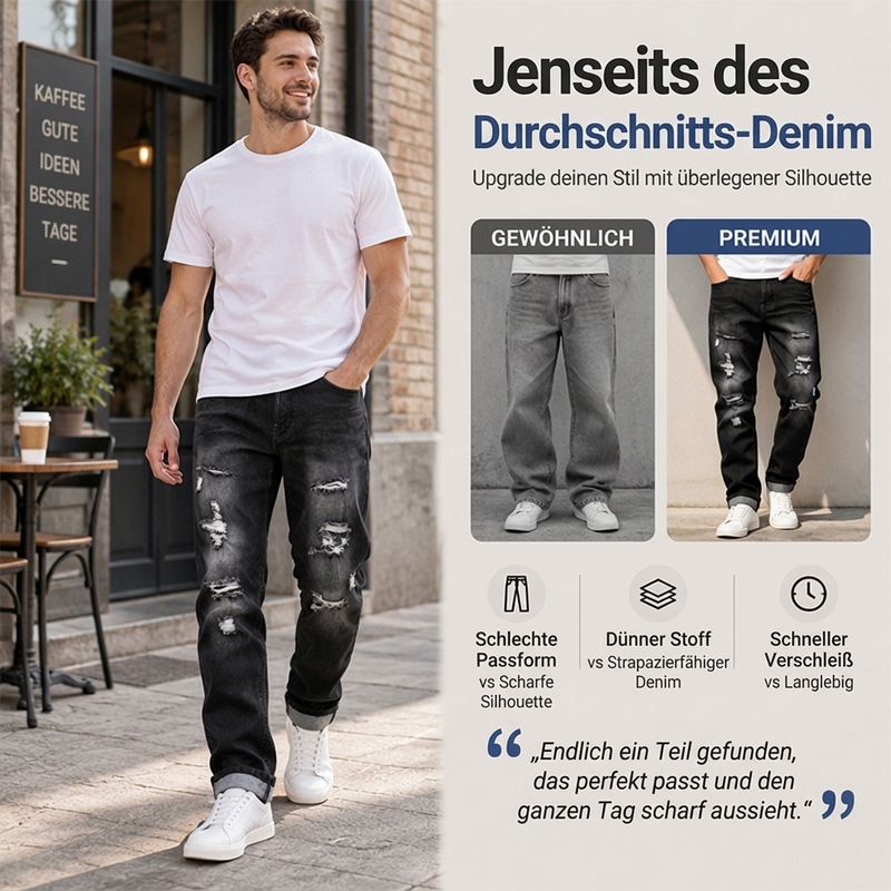 Herren zerrissene, schmale, used-out Denim-Jeans