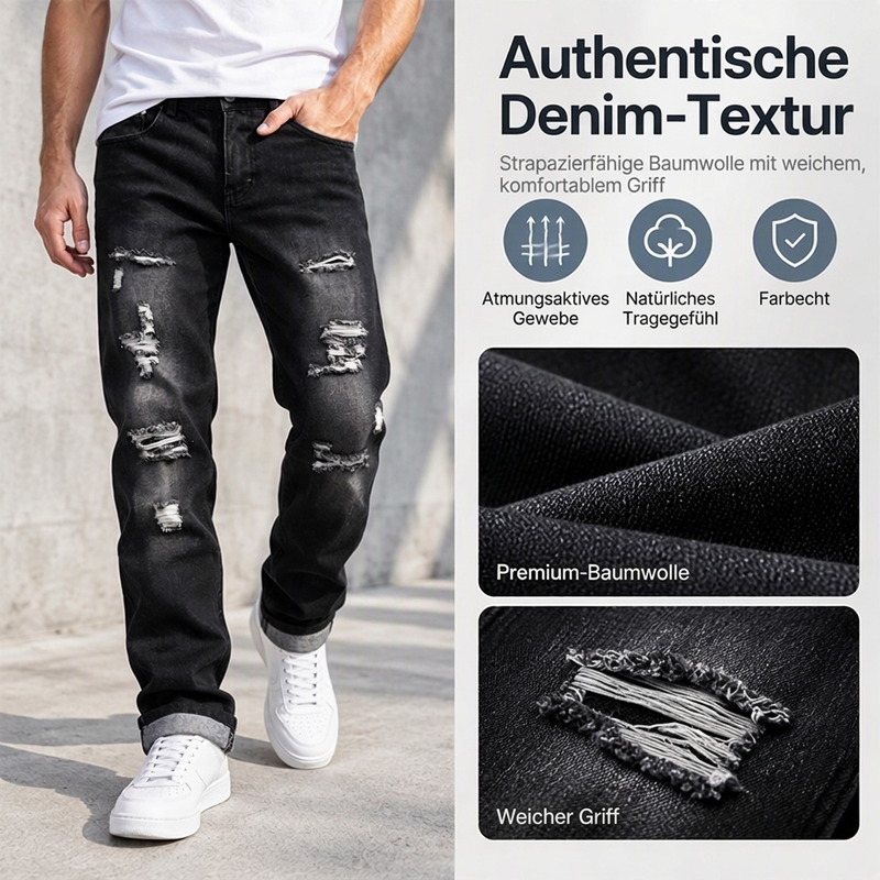 Herren zerrissene, schmale, used-out Denim-Jeans
