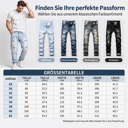 Herren zerrissene, schmale, used-out Denim-Jeans