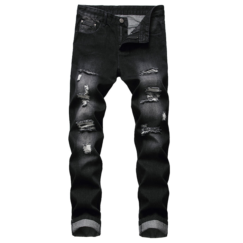 Herren zerrissene, schmale, used-out Denim-Jeans