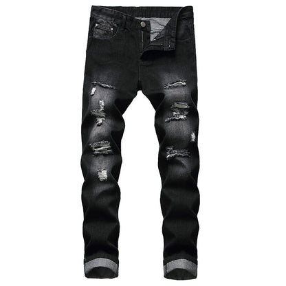 Herren zerrissene, schmale, used-out Denim-Jeans