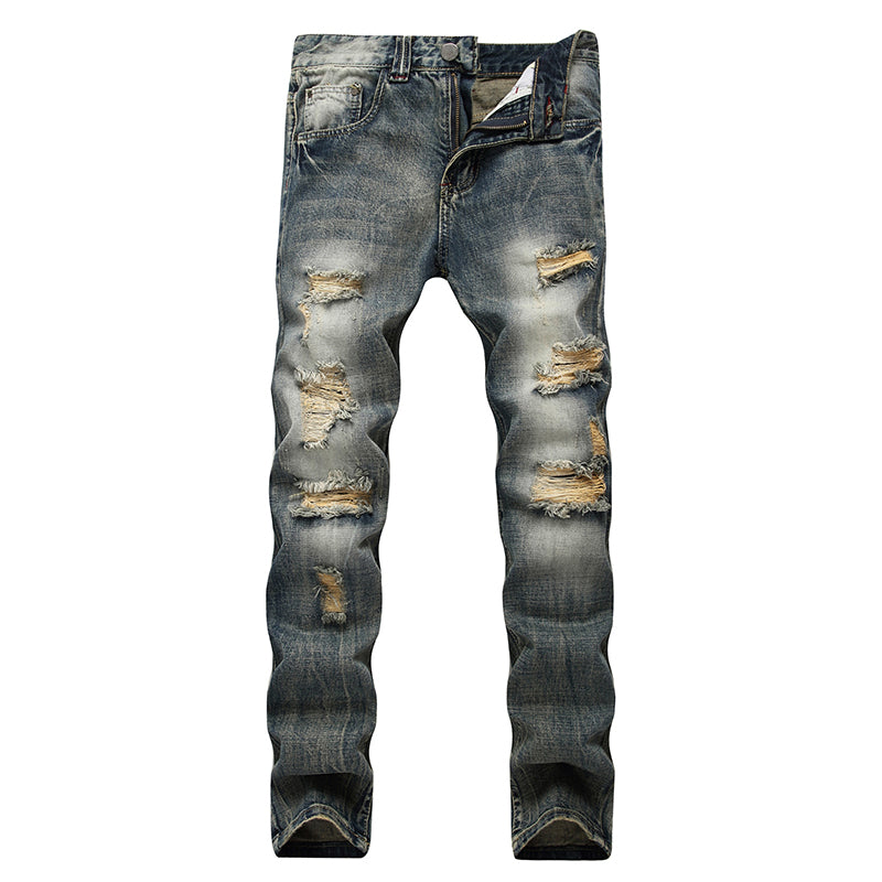 Herren zerrissene, schmale, used-out Denim-Jeans