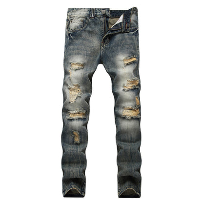 Herren zerrissene, schmale, used-out Denim-Jeans