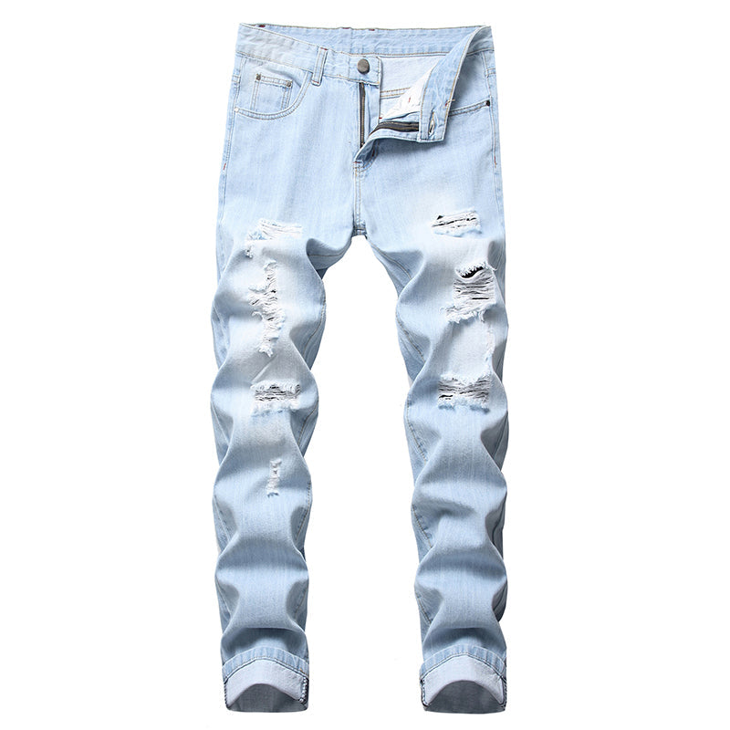 Herren zerrissene, schmale, used-out Denim-Jeans