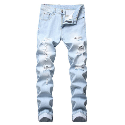 Herren zerrissene, schmale, used-out Denim-Jeans
