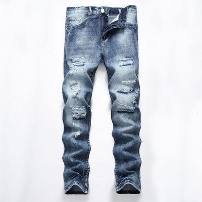 Herren zerrissene, schmale, used-out Denim-Jeans