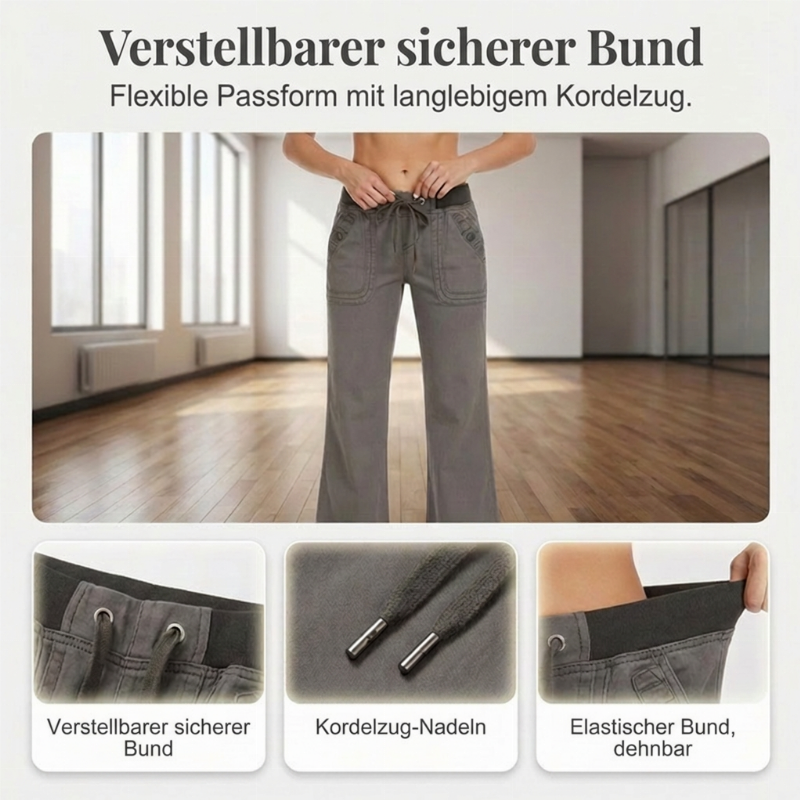 📢🎉50%Rabatt!!!🛍️✨Hosen mit niedriger Taille, Schlaghosen mit Kordelzug