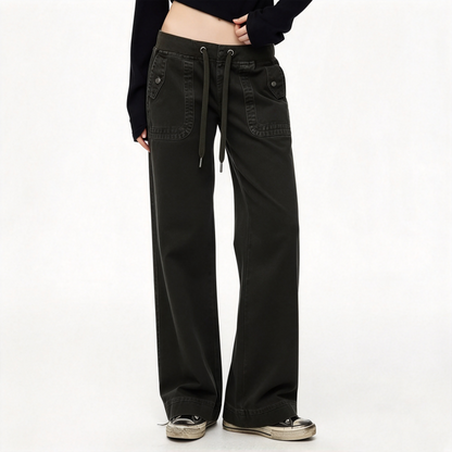 📢🎉50%Rabatt!!!🛍️✨Hosen mit niedriger Taille, Schlaghosen mit Kordelzug