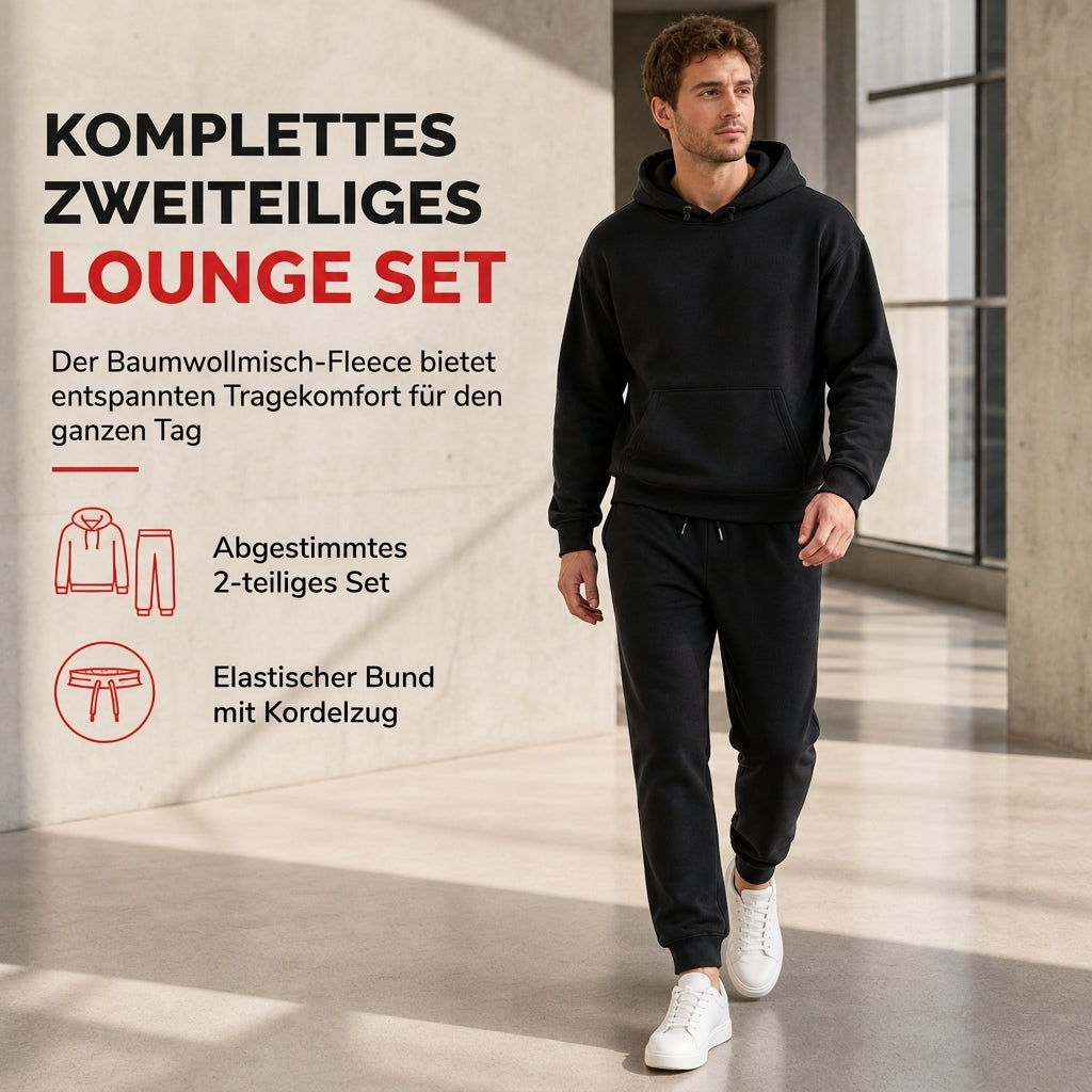 🌊Winter-Sale: 50% Rabatt + Gratis Versand!🌊  Herren-Loose-Fit-Sweatshirt mit Buchstabendruck und langer Hose, Trainingsanzug-Set