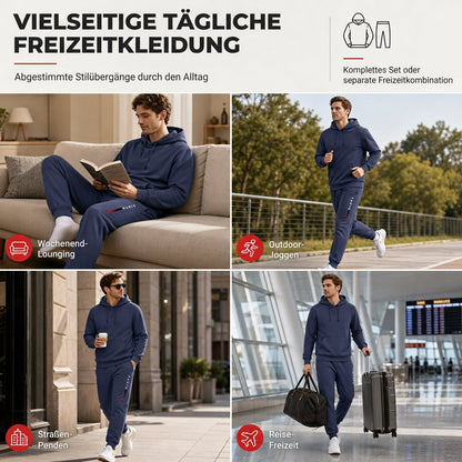 🌊Winter-Sale: 50% Rabatt + Gratis Versand!🌊  Herren-Loose-Fit-Sweatshirt mit Buchstabendruck und langer Hose, Trainingsanzug-Set