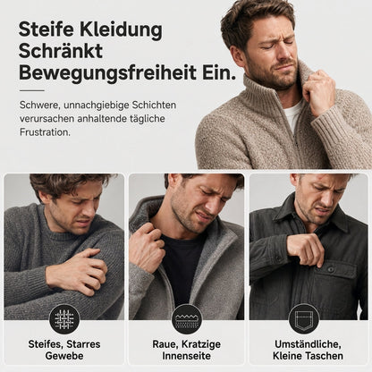 🔥 50% RABATT + GRATIS VERSAND 🚚 Flauschiger, karierter Herren-Kapuzenmantel mit Reißverschluss & zwei Brusttaschen mit Klappe