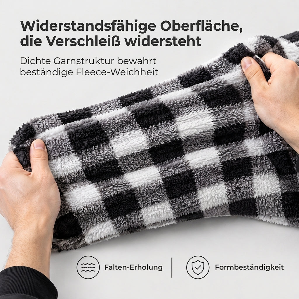🔥 50% RABATT + GRATIS VERSAND 🚚 Flauschiger, karierter Herren-Kapuzenmantel mit Reißverschluss & zwei Brusttaschen mit Klappe