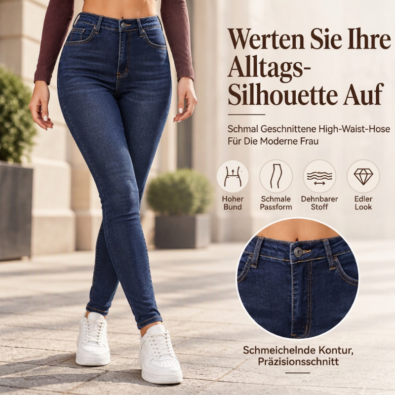 Damen-Jeans mit hoher Taille, dehnbarer Skinny-Passform