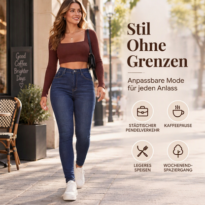 Damen-Jeans mit hoher Taille, dehnbarer Skinny-Passform