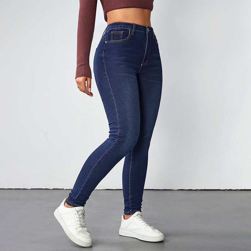 Damen-Jeans mit hoher Taille, dehnbarer Skinny-Passform